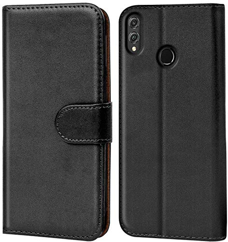 Verco Coque pour Honor 8X, Housse Portefeuille pour Honor 8X Etui en Cuir Synthétique Fonction Stand Case, Noir