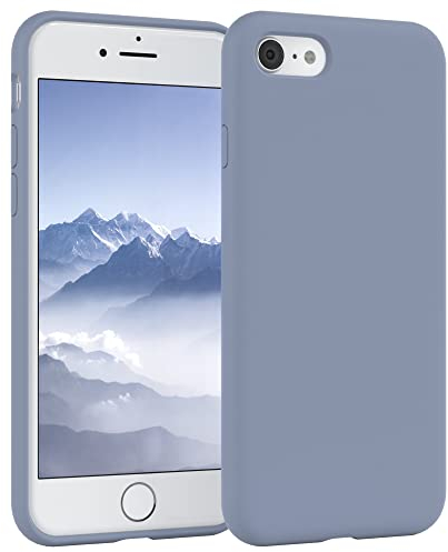 EAZY CASE Premium Silikon Handyhülle kompatibel mit iPhone SE (2022/2020) / iPhone 8/7, Slimcover mit Kameraschutz und Innenfutter, Silikonhülle, Schutzhülle, Bumper Case, Softcase, Eisblau, Blau