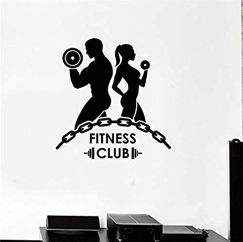 Aufkleber Fitness Vinyl Wandtattoo Fitness Club Bodybuilding Gym Motivation Sport Wandbild Wanddekoration Aufkleber 58x61cm PVC Vinyl Wandaufkleber Buchstabe schwarz