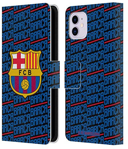 Head Case Designs Licenciado Oficialmente FC Barcelona Barca Crest Patterns Carcasa de Cuero Tipo Libro Compatible con Apple iPhone 11