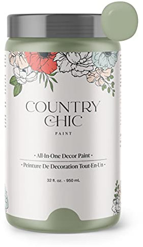 Country Chic All-in-One Chalk Paint for Furniture, Cabinets, Home Decor, Eco-Friendly, Matte Finish, Built-In Primer & Top Coat for Wood, Metal - Sage Advice (sage Green) - Quart 32 oz (950 ml)