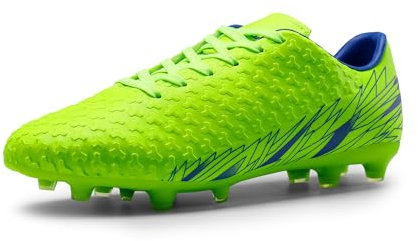 DREAM PAIRS Fußballschuhe Herren Spike Microfaser Cleats Professionelle Fussballschuhe Athletics Trainingsschuhe Outdoor Sportschuhe Fußball Stiefel,Size 42,Neon/Grün/Königlich,MEGA-1