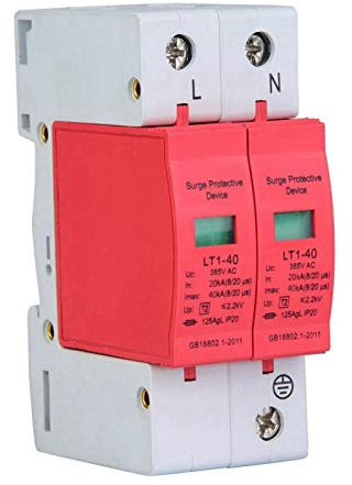 Protector de sobretensión, Akozon pararrayos de sobrevoltaje doméstico de 2P 20KA Dispositivo de protección Dispositivo de parada de bajo voltaje (2P40KA)