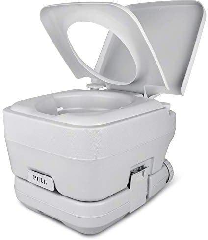 YITAHOME Camping Toilet RV Potty,12L Portable Toilet with Detachable Tank, Double Outlet Water Spout, Handle Flush Pump,for Camping, Boating,Hiking,Trips