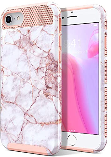 ULAK Case for iPhone SE 3rd Generation 2022/iPhone 8, Shockproof Hard Back PC Cover + TPU Bumper Protective Phone Case for iPhone SE 2020 / iPhone 8 / iPhone 7 4.7 inch, Marble
