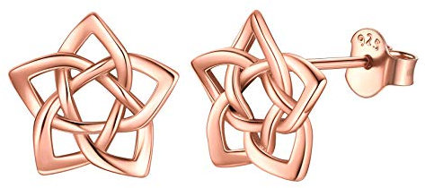 Rose Gold Star Celtic Knot Earrings Hypoallergenic Delicate Ear Studs for Women Irish Jewelry