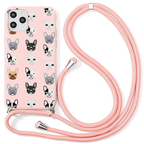 Yoedge 2 in 1 Handykette Handyhülle für Apple iPhone 6 Plus 5,5 hülle, Silikon Motiv mit Kordel zum Umhängen, Verstellbarer Necklace, Vollkörperschutz Stoßfest Phone Cover für iPhone 6S Plus,Hund