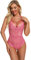 EVELIFE Body Donna Sexy Pizzo Collo Profondo V Babydoll Uno Pezzo Biancheria Intima da Notte Trasparente Lingerie Completi Intimi(Rosa XXL)