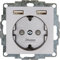 Kopp HK07 - Unterputz-Schutzkontakt-Steckdose mit 2 USB-Ladebuchsen, Farbe: Stahl, 1er Pack, 296247006