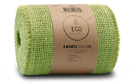 Dekomarket Juteband, Tischläufer, Soft Jute, Natur/Farbig 15 cm breit, 10 m Rolle | Tischband Deko Hochzeit rustikal Natur/Farbig (apfelgrün)
