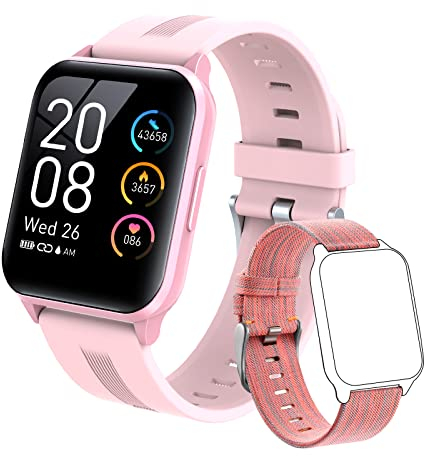 SUPBRO Smartwatch,Orologio Fitness Uomo Donna Impermeabil IP68 con Saturimetro (SpO2) Cardiofrequenzimetro Contapassi Cronometro, Meteo,Temperatura Corporea,Fitness Tracker per Android iOS,(2 Cinghie)