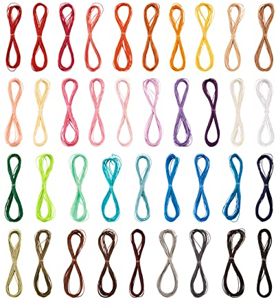 Craftdady 190 Meter 38 Farben, 0,5 mm, gewachste Schnur, Polyester, Perlenfaden, Knotenschnur, Seil für DIY, Makramee, Handwerk, Schmuck, Armband, Halskette