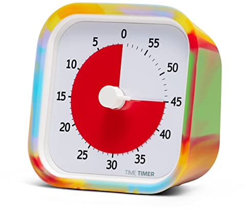 TIME TIMER MOD Tie Dye – Spezial-Edition – Visueller Timer für Kinderlernen, Bürouhr für Lehrer, Heimstudio, Meetings, mit leisem Betrieb