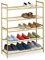 Relaxdays Schuhregal, Metall, mit 5 Ebenen, stapelbar, erweiterbar, HBT 90 x 70 x 26 cm, für bis zu 15 Paar Schuhe, gold