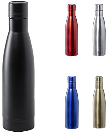 TIENDA EURASIA® Botella Termica de Acero Inoxidable de 500 ml, Termo con Doble Aislamiento, Mantiene la Temperatura 12 horas caliente, 48 horas fría, Color Negro