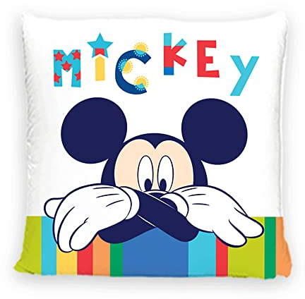Disney Home Mickey Mouse - Dekokissen mit Füllung und Reißverschluss - 40x40 cm - Wurfkissen mit Füllung, tolles Deko-Kissen für Sofa, Couch, Wohnzimmer und Schlafzimmer - weiches Kuschelkissen