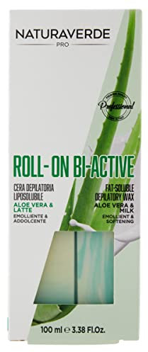 Naturaverde | PRO - Cera Depilatoria Liposolubile Bi-Active Aloe Vera e Latte, Emolliente e Addolcente, Roll On, Cera a Caldo, Ceretta a Caldo, Strisce Epilazione, Barattolo da 100g