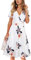 VOTEPRETTY Women's Short Sleeve V Neck Wrap Spring Summer Dress Casual Floral Sundress with Pockets(Floral03,M)