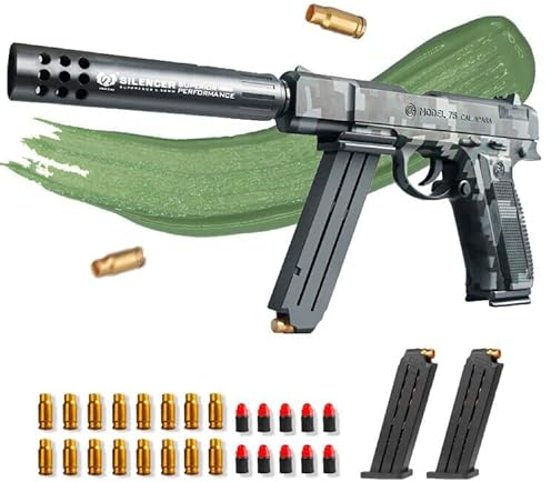 Spielzeug Pistole Kinder, Toy Gun Pistol Fidget, Spielzeug Pistole Blaster mit Soft Munition, Pistole Spielzeugpistolen für Kinder ab 6 7 8 9+ Jahren (Militärgrün)