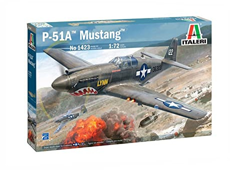 Italeri -1423 P-51A Mustang, 1:72 Scale, Model Kit, Plastic Model Kit, Model Making, Grey Color, IT1423