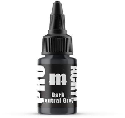 Monument Hobbies 044-Pro Acryl Dark Neutral Grey Acrylic Model Paints for Plastic Models - Miniature Painting, no-clog cap, comes loaded with glass agitator