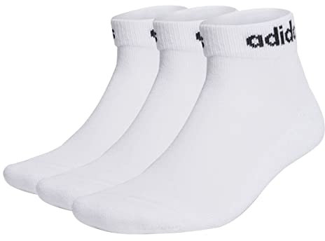 adidas Unisex - Adulto Linear Ankle Cushioned Socks 3 Pairs, White/Black, 8.5-10