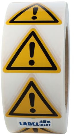 Warnaufkleber W001 - Achtung - Seitenlänge: 50 mm - 1.000 selbstklebende Warnzeichen 1 Rolle(n), Polyethylen
