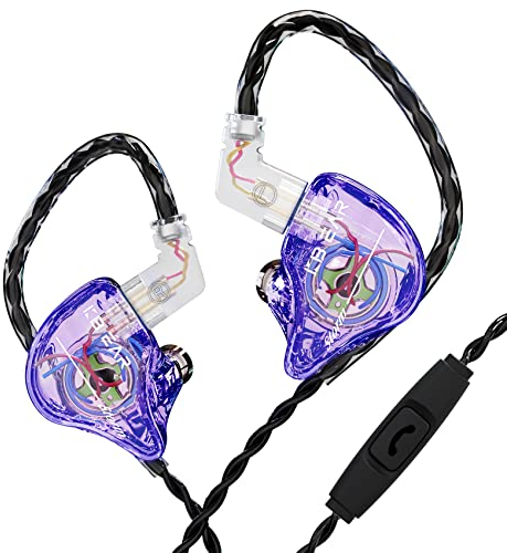 Yinyoo KBEAR Storm IEM, auricolari auricolari audiofili, auricolari Hi-Fi con driver 1DD per musicisti isolanti per cantanti (viola trasparente, con microfono)