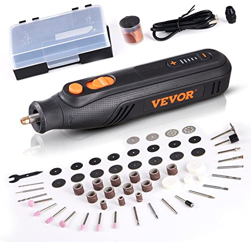 VEVOR Herramienta Rotativa Multifunción 4 V Kit de Herramienta Rotativa sin Cable 5000-25000 rpm Velocidad Variable 118 PCS Accesorios para Esmerilar Pulir Fresar Tallar Cortar Limpiar Carga Rápida