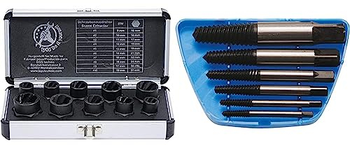 BGS Diy 20210 | Spiral-Profil-Steckschlüssel-Satz/Schraubenausdreher | 10 mm (3/8%22) / Außensechskant | SW 9-19 mm | 10-tlg. & BGS 1896 | Schraubenausdreher-Satz | Größen 1-6 | 6-tlg.