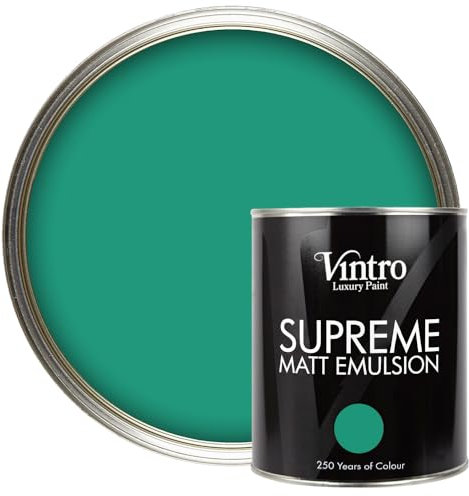 Vintro | Luxury Matt Emulsion | Emerald Green | Smooth Chalky Finish | Multi Surface Paint | for Walls, Ceilings, Wood and Metal | 1L (Emerald Green - Esmeralde)