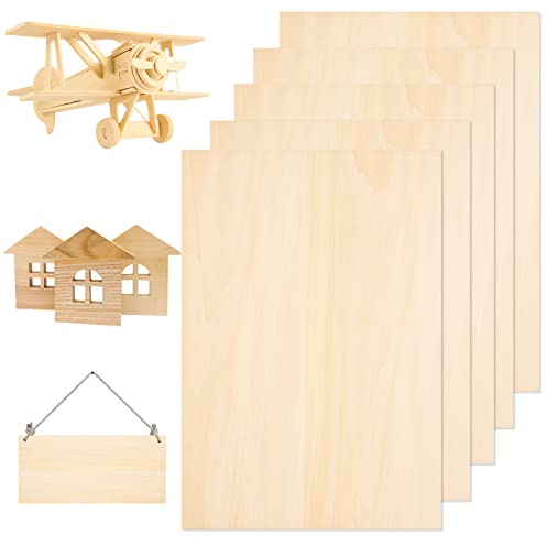 Vesaneae 5 Piezas Hojas de Madera de Balsa,300 x 200 x 2 mm Finas Balsa Tablero Placa sin Terminar,Tablero de Madera Contrachapada,para Bricolaje Manualidades Aviónes Barco Modelo