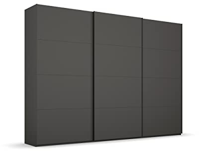 Rauch Möbel Beluga Schwebetürenschrank Schrank Kleiderschrank Graphit, Schwarz, 3-türig,Inklusive 3 Kleiderstangen, 3 Einlegeböden, BxHxT 270x236x69 cm