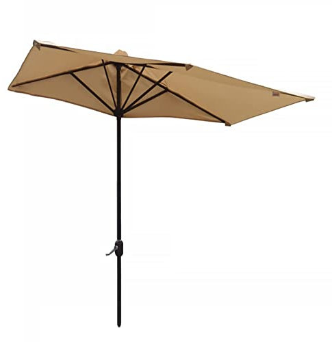 LBONG Semi-Parasol de Jardin Exterieur, Demi parasol, parasol de balcon, Demie Rond Ombrelle contre le Mur(Dark)