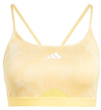 adidas Women's Aeroreact Training Essentials Light Support Tie-Dye Flower-Print Bra Sport-BH, Crystal Sand/Semi Spark, XS A-B