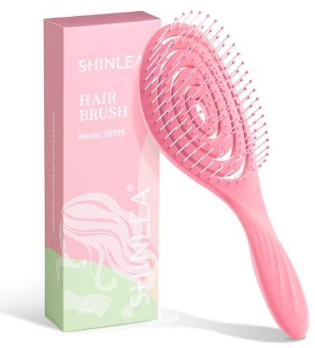SHINLEA Detangle Hair Brush, Detangling Wet Spiral Hairbrush for Women, Men, kids, Vented Detangler for Blow Drying, Glide Through Tangles For All Hair Types (Pink)