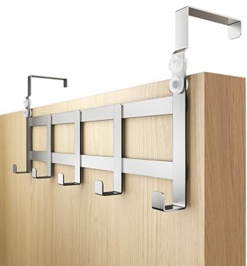 4smile Over Door Hanger – Stainless Steel Coat Hanger for Door Depth 4.1 cm (1.6) & 3.6 cm (1.4) - Hangers for Clothes, Coat Hooks Türhakenleiste XXL Budget Edelstahl_36mm UK