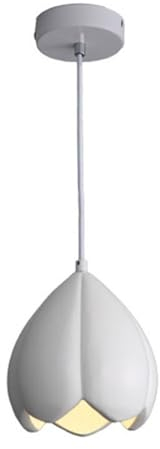 THINKBEEST Lámpara colgante con forma de tulipán, estilo minimalista moderno, lámpara colgante de resina blanca, luz colgante con dosel de hierro, lámpara colgante ajustable de alambre de 60 pulgadas