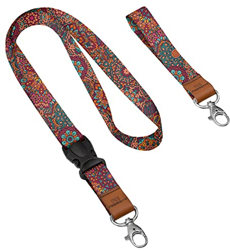 Personalisierter Schlüsselband mit Karabiner mit Ihrem Wunschtext/Grafik 2x Lanyard mit Ihrem eigener Schrift Schlüsselband mit Druck nach Wunsch Boho [098]