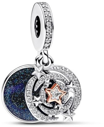 Feitery Christmas Zauberlehrling Charms Kompatibilität für Pandora Armband Bead Charm für Damen Weihnachtszeit (Bicolor Sternschnuppe Doppelter)