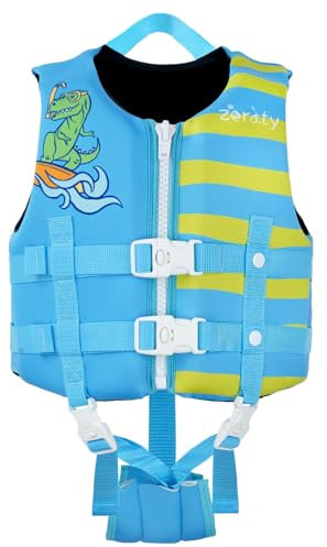 Zeraty Chaleco de Natación para Niños Pequeños con Correa de Ajustable Edad 1-9 años / 22-50 lbs (Dinosaurios, S(Age Recommend 1-3 Years))
