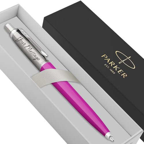 Parker Jotter Ballpoint personalised parker pen engraved In Classy Gift Box Ideal Anniversary, Birthday or Fathers Day Gift Perfect For Men & Women Engraved Parker Pen With Laser Engraving (Pink)