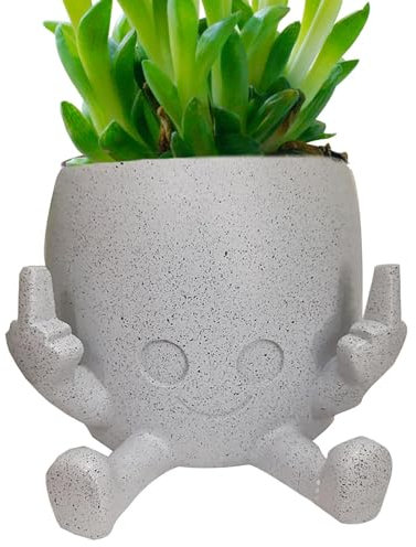 Maceta Sonriente | Divertidas macetas con Figura de Resina | Pequeñas macetas para suculentas de Resina para Exteriores - Jardineras Impermeables para Plantas de Interior y jardín