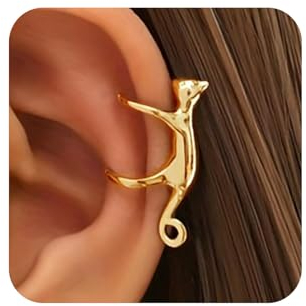 Aneneiceera Vintage Katzenohrringe Silber - Katze Helix Ohrringe Süße Tier Ohrstecker Nicht Durchbohrt Clip On Schmuck für Frauen und Mädchen (Gold)
