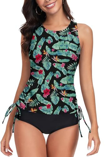 WOWENY Maillot de Bain Tankini pour Femme - Haut de Bikini - Dos croisé - Séchage Rapide - Rembourré, Rb-PB, M