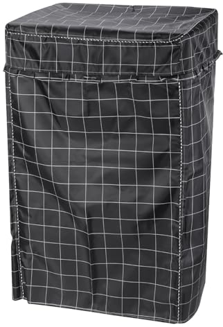 QUARKZMAN Funda para Lavadora de Carga Superior, Funda para Lavadora Portátil, 24Wx25Dx39H Pulgadas (Tamaño XL) Negro Cuadrícula Impermeable para Lavadora