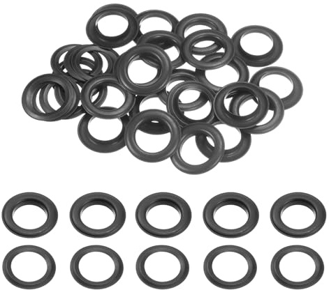 sourcing map Lot de 20 œillets avec rondelles 20 mm en cuivre pour tissu, rideaux, bâches, ceinture en cuir, chaussures, sacs, bricolage, noir