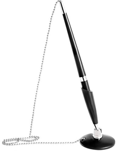 Pen Stand Reception Pen Desk Set On Chain With Stand Black Counter Pen Office Registration Gel Black Ink Pens Security Pen Holder for Reception Desk Pen With Stand,pen holder with chain,pen with stand