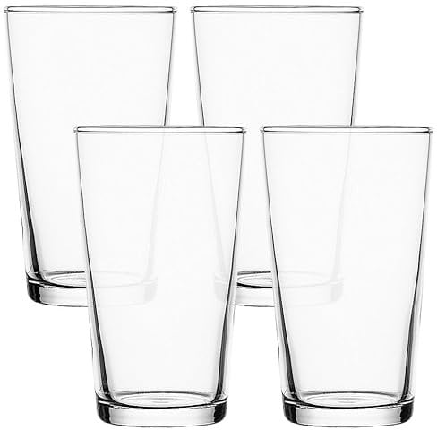 Queensway Home & Dining 570ml Tempered Pint Glasses for Beer Drinking, Ideal for Pub and Bar Use, Durable and Shatter-Resistant, Clear Glass Design (Set of 4)