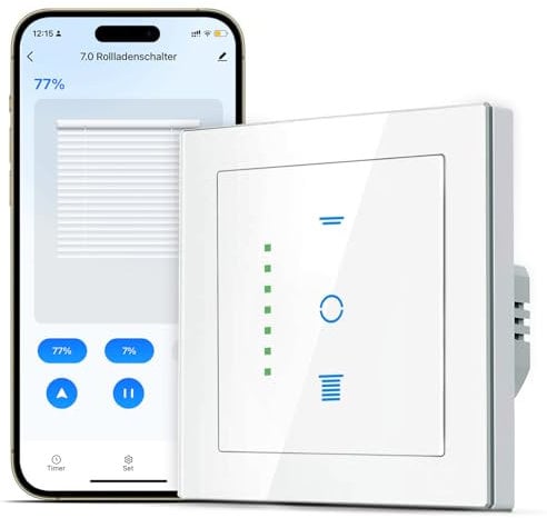 SMARTERCURRY Wlan Rolladenschalter, [7 Pro] Smart Rolladen Zeitschaltuhr zur Steuerung der Rollläden/Jalousien/Markisen, WLAN Jalousien Schalter kompatibel mit Echo Alexa/Google Assistant, 1 Stücke